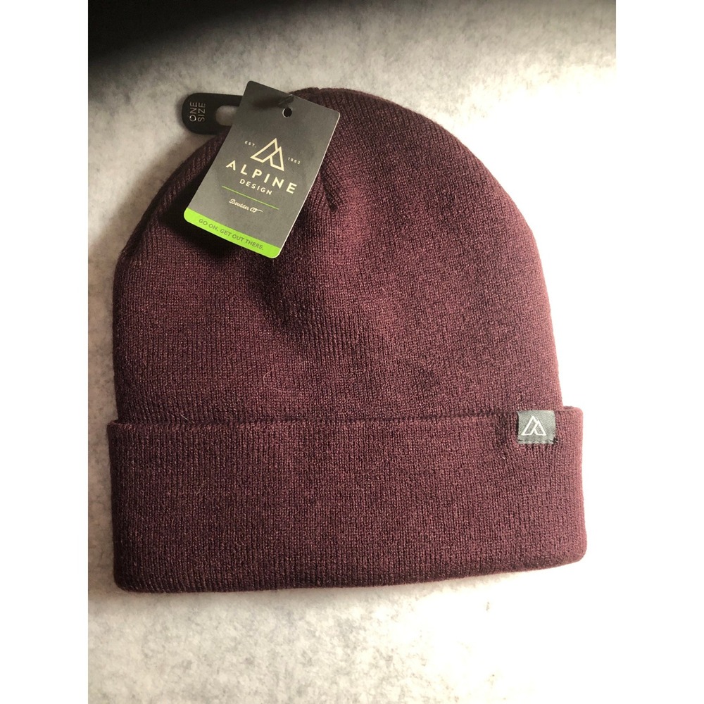 Alpine Design Maroon Fleece Beanie Cuff Hat UNISEX Gorpcore Skater Woodsy NWT
